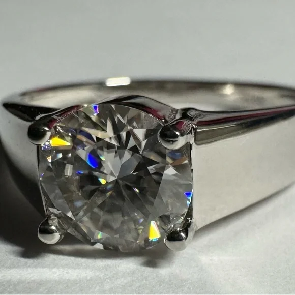 BIG 2 CT VVS1 Moissanite, Mens Engagement Ring, S925 With White Gold Plating - Picture 5 of 6